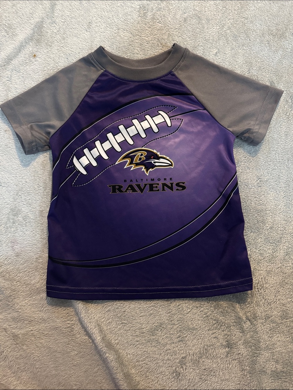 Purple & Gray Kids Ravens Football Tee